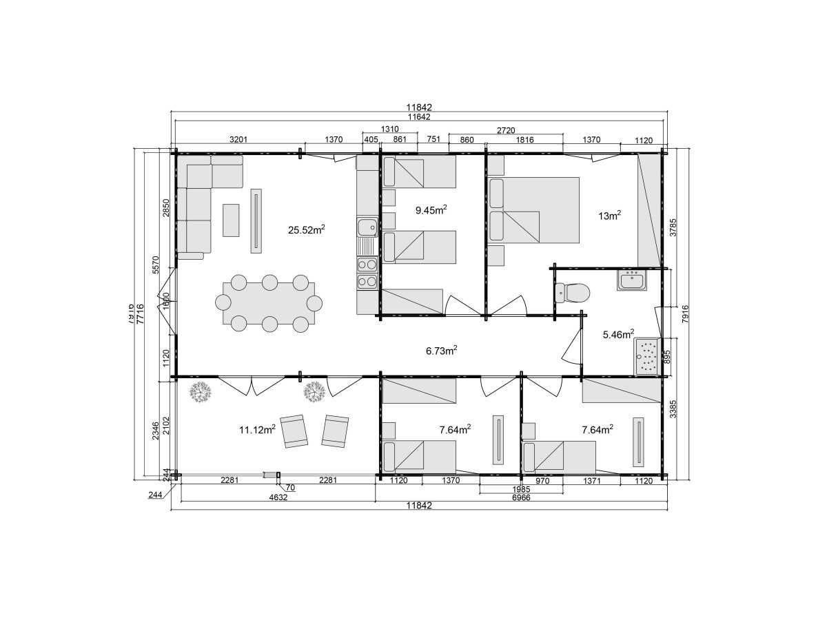 Casa de madera   "IBERICA TWINSKIN , 93 m2" - 44 -50-44 mm