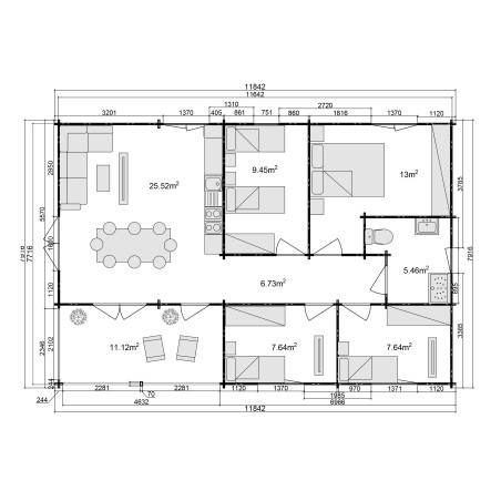 Casa de madera   "IBERICA TWINSKIN , 93 m2" - 44 -50-44 mm