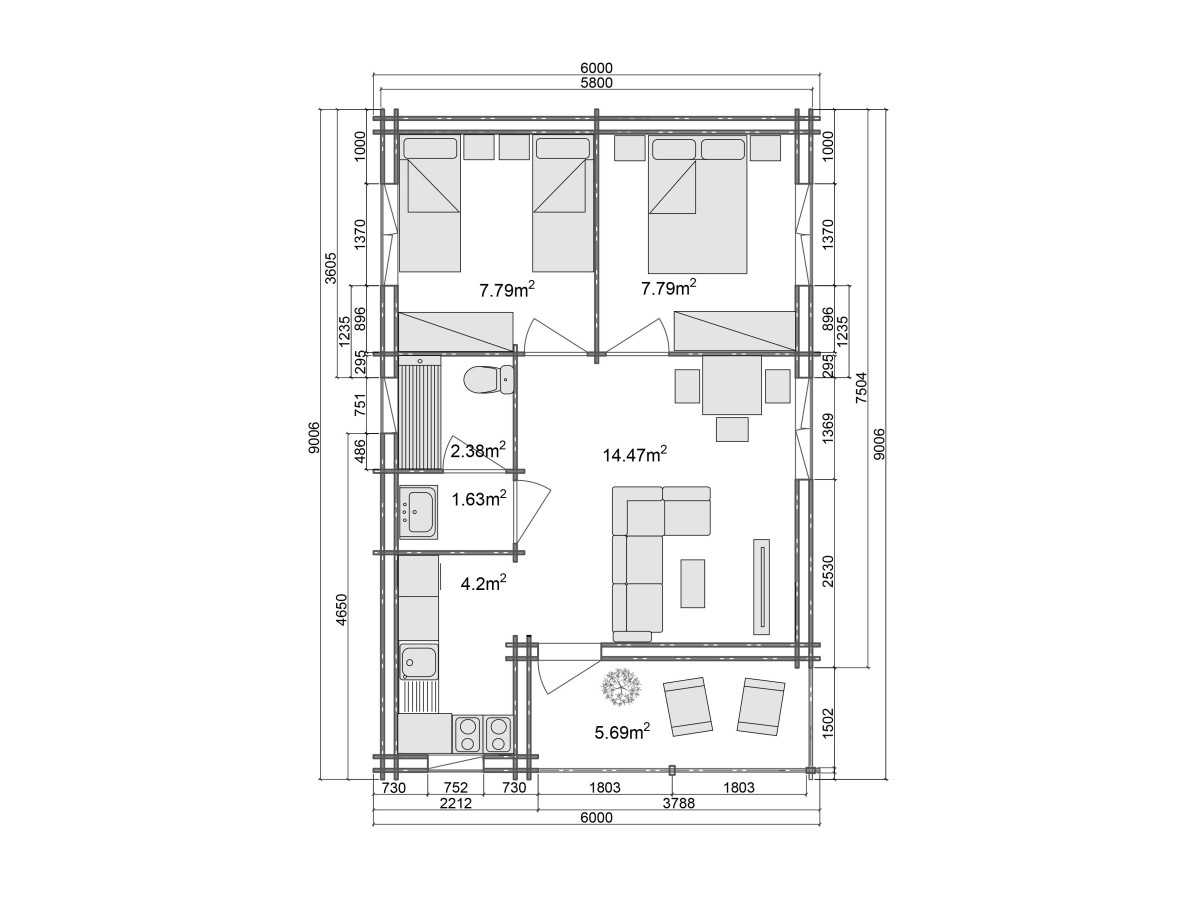 Casas de madera en doble pared / ALMERIA CTE- 44-140-44 mm