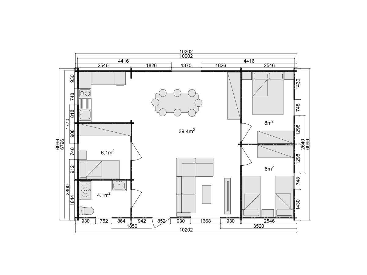 Casa de madera "RADO NORDIC 72 m2" - 70 mm