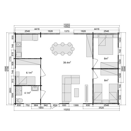 Casa de madera "RADO NORDIC 72  m2" - 70 mm