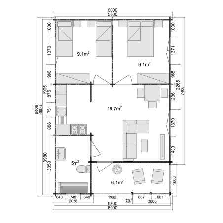 Casas de madeira / Almeria - 44 mm