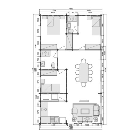 CASA DE MADERA  "SEVILLA " - 44-50-44 mm