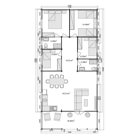 Casa de madera  "ESTORIL NORDIC , 136 m2 " - 70 mm