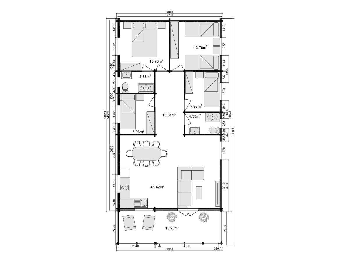 Casa de madera  "ESTORIL , 136 m2 " - 44 mm