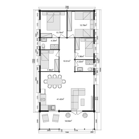Casa de madera  "ESTORIL , 136 m2 " - 44 mm