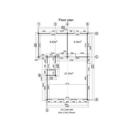 Maisons en bois / Dani 6x8, 48 m2 - 44mm