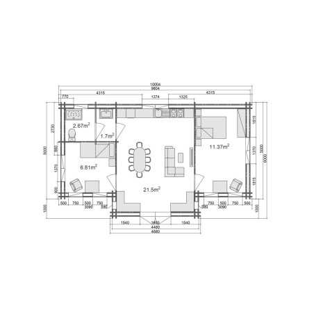 Casas de madeira em parede dupla / Florida Cte - 44-140 -44mm