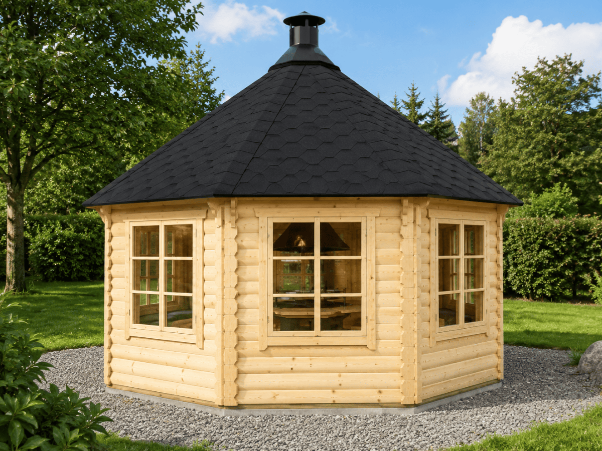 Cabines de jardim Pavilhão com churrasqueira / Zena 14.2 m2