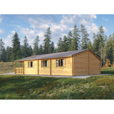 Casa de madera VEGA de 70 m² con gran terraza