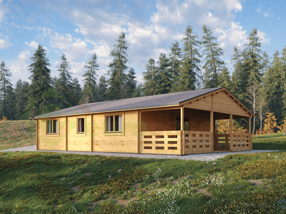 Casa de madera VEGA de 70 m² con gran terraza