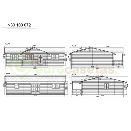 Casa de madera residencial Nova 62 m², 44 mm