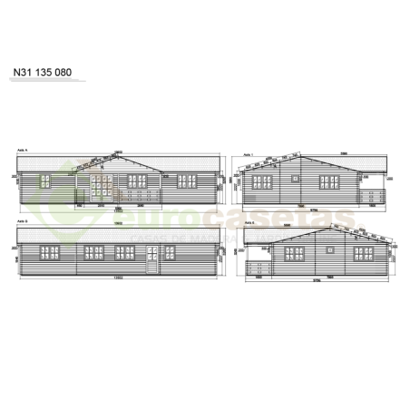 Casa de madera residencial Sabina 100 m², 44 mm