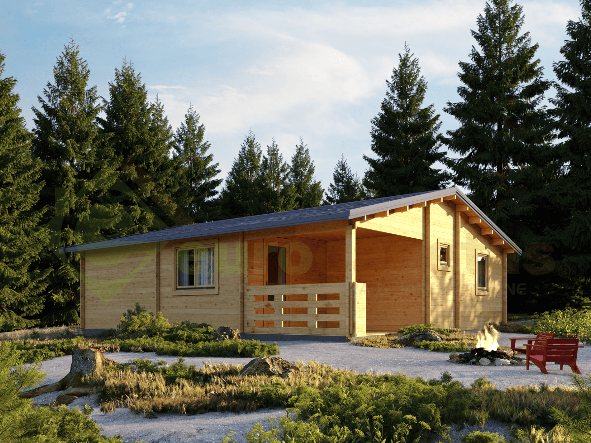 Casa de madera residencial Skala 58 m², 44 mm