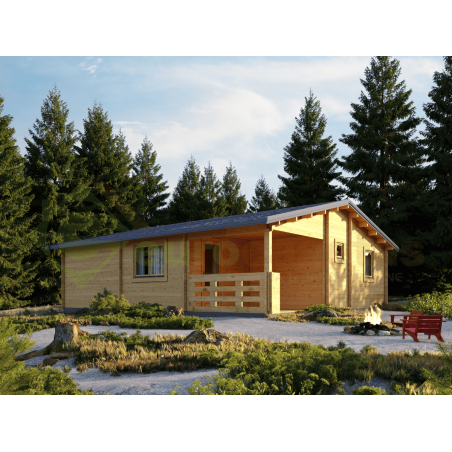 Casa de madera residencial Skala 58 m², 44 mm