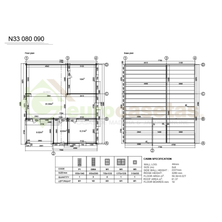 Casa de madera residencial Skala 58 m², 44 mm