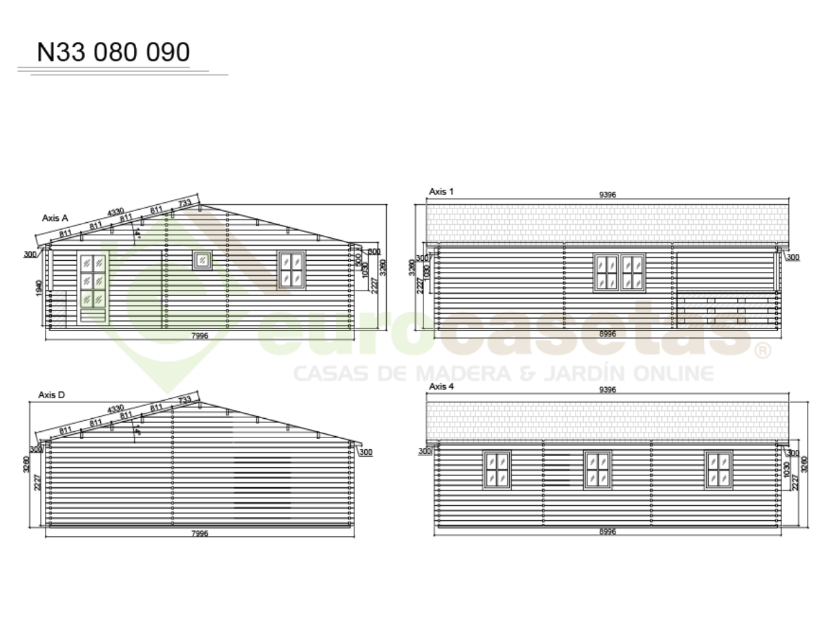 Casa de madera residencial Skala 58 m², 44 mm