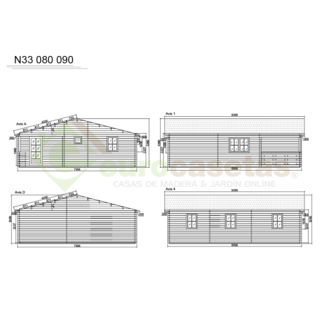 Casa de madera residencial Skala 58 m², 44 mm
