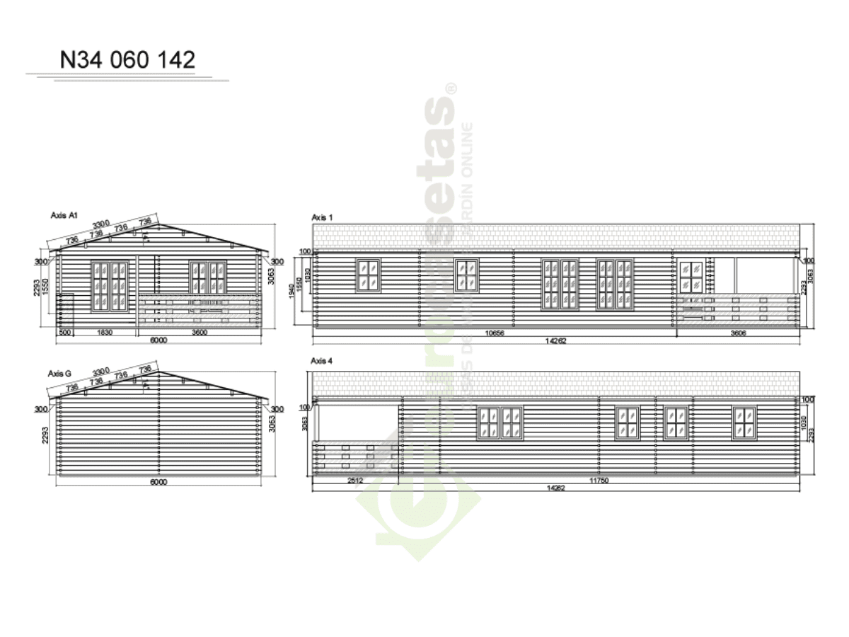 Casa de madera residencial Eira 61 m², 44 mm