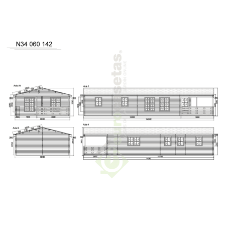 Casa de madera residencial Eira 61 m², 44 mm