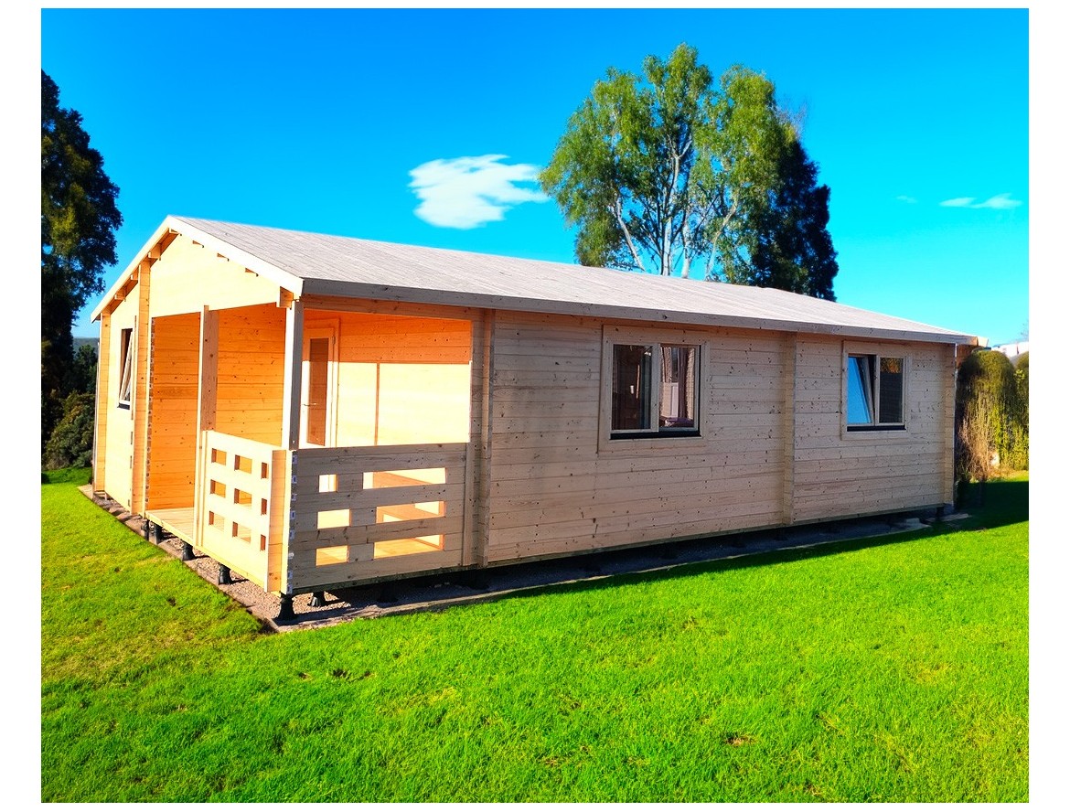 Casa de madera ALMERIA 53m2, 44mm montada en PORTUGAL