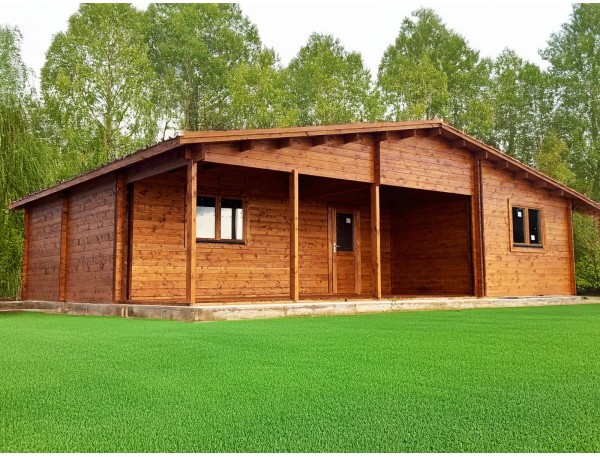 Casa de madera JENNIFER TWINSKIN 87m² , 44-50-44mm montada en PORTUGAL