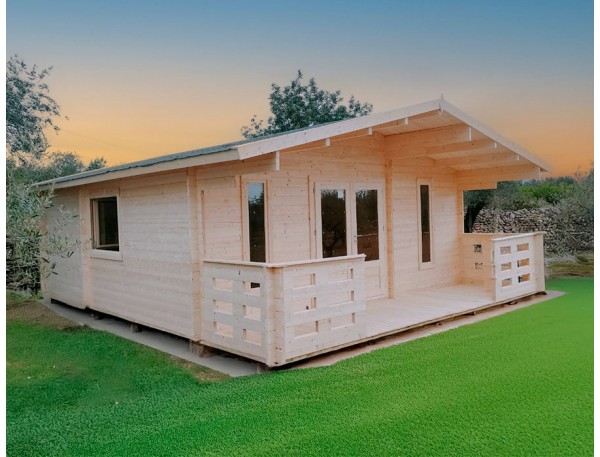 Casa de madera PADOVA PLUS 48m2 44mm montada en AMETLLA DE MAR 
