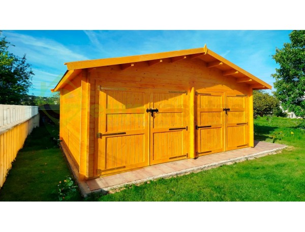 Garaje de madera DUO 6X5m 44mm montado en PORTUGAL 