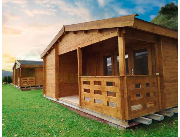 DOS casas de madera ALMERIA MODIFICADAS 53m 44mm montadas en MÁLAGA