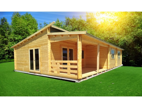 Casa de madera IBÉRICA e 93,5m2, 44mm montada en MURCIA