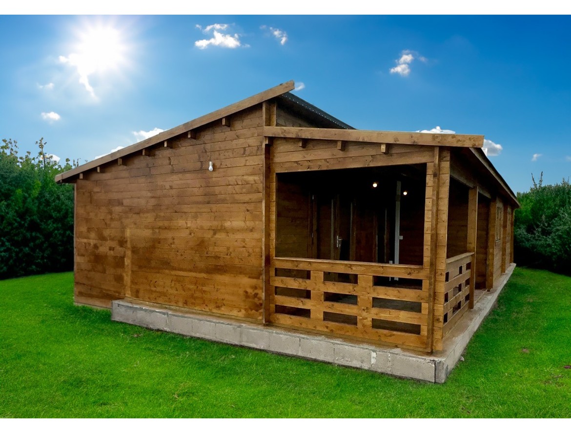 Casa de madera IBERICA de 93,5m², 44mm modificada montada en FUERTEVENTURA