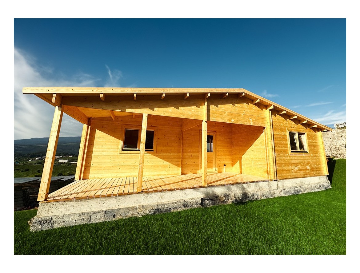 Casa de madera JENNIFER TWINSKIN 87m², 44-50-44mm montada en MONÇAO, PORTUGAL Casa de madera JENNIFER TWINSKIN 87m², 44-50-44mm montada en MONÇAO, PORTUGAL
