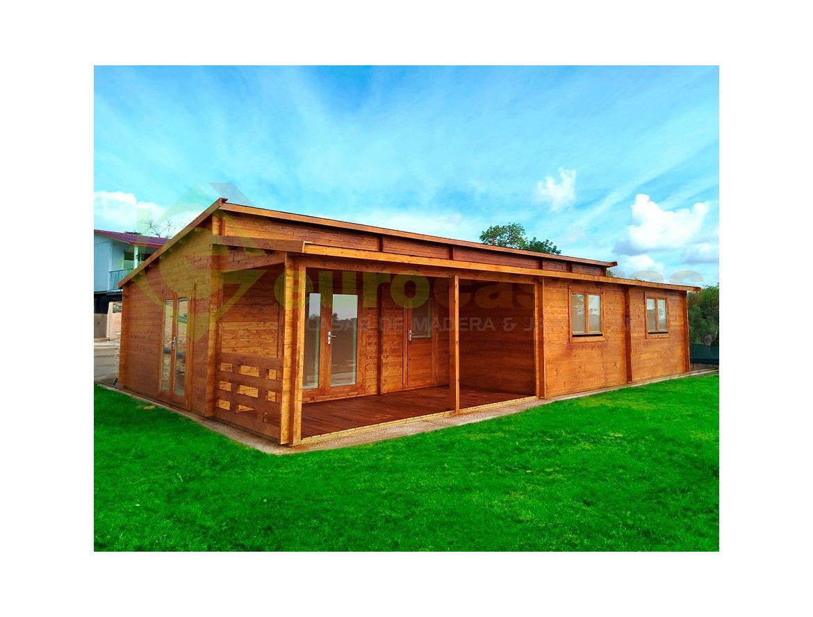 Casa de madera IBÉRICA 93,5m² 44mm montada en PORTUGAL Casa de madera IBÉRICA 93,5m² 44mm montada en PORTUGAL
