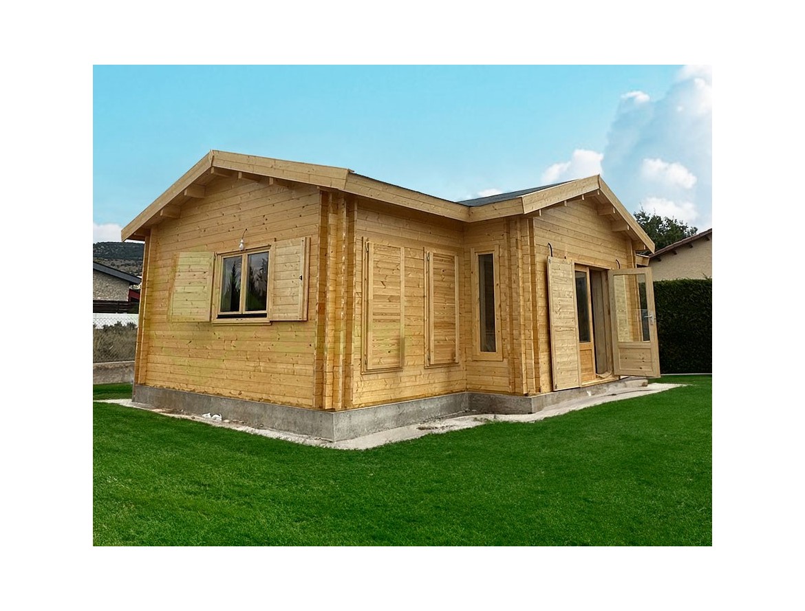 Casa de madera FLORIDA CTE 60m² 44-140-44mm montada en TERUEL