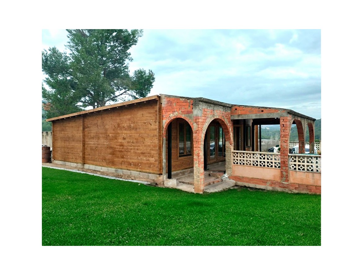 Casa de madera RIBERA 87,3m² 44mm montada en SAGUNTO