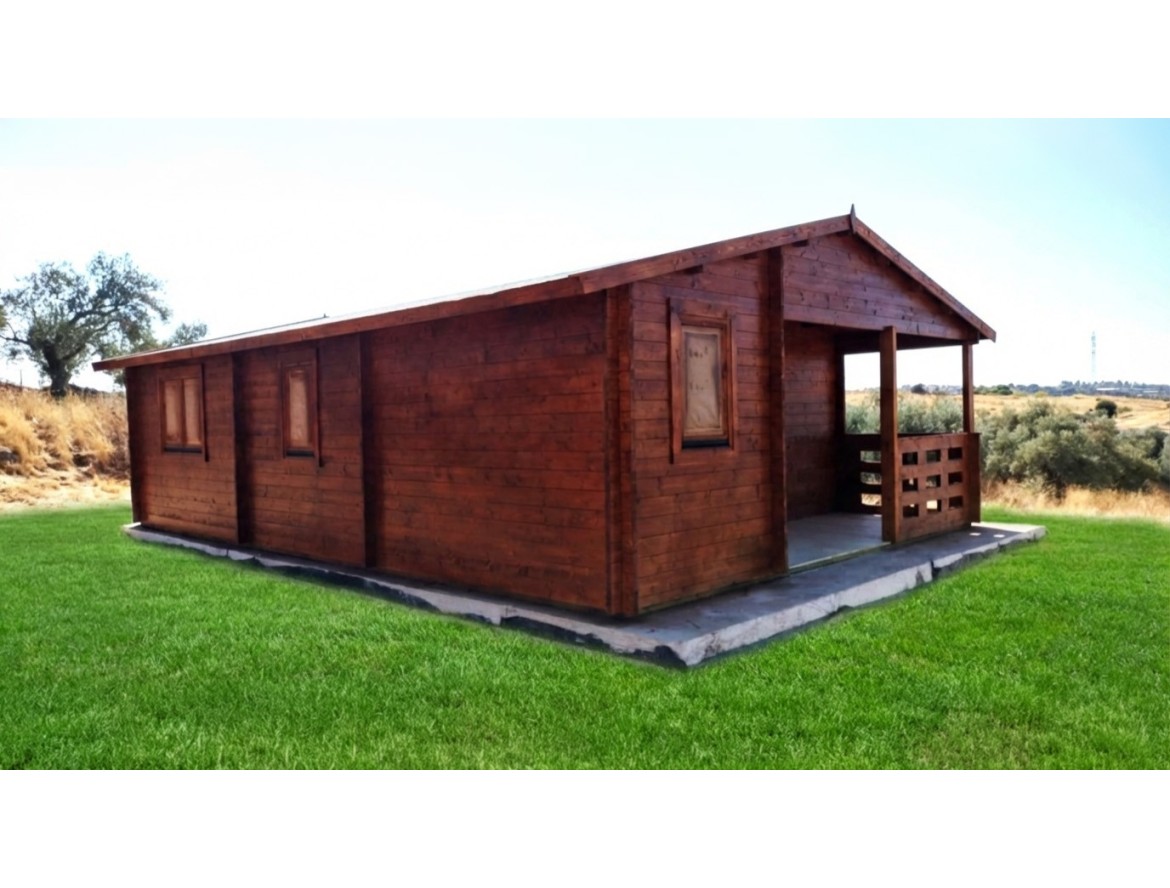 Casa de madera ALMERIA 53?², 44mm montada en OROPESA, TOLEDO